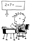 Calvin writing a quiz